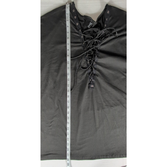 Shein Curve 0X Black Lace-Up Tunic Tee Women's Plus Large Soft Minimalist Top - Picture 8 of 10